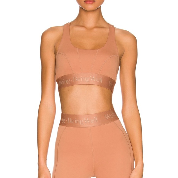 MoveWell Cypress Sports Bra (XS) + Bike Shorts (S) Set in Mocha Brown (Revolve) - Picture 1 of 16